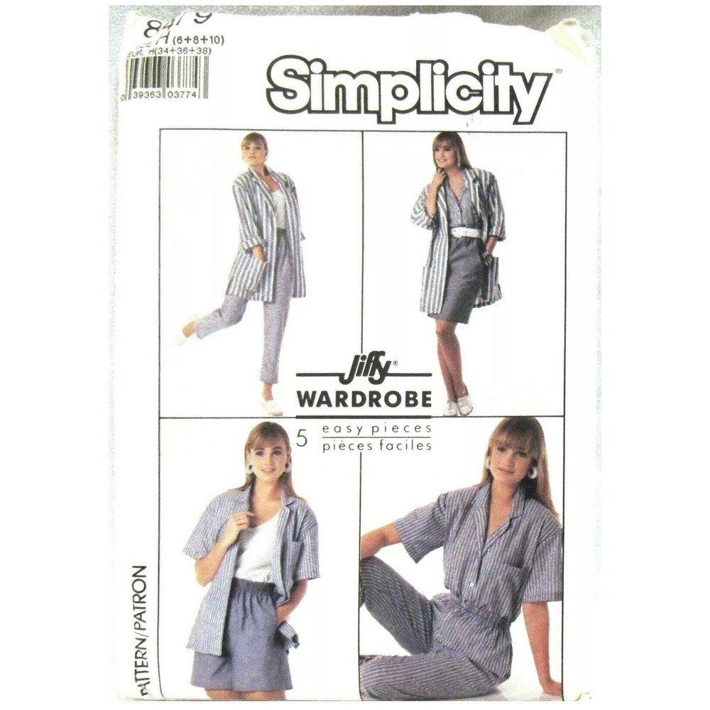 Simplicity 8479 Vintage 1988 Jiffy Wardrobe Pattern Size 6-10 Uncut Outfit 80s